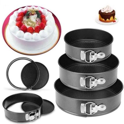 Set of 3 Nonstick Round Shape Original Cake Mould | Cake Mould Pan Set, Baking Tray, Removable Cake Mould | Cake Pan for Baking Cake at home